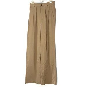 Reformation Khaki Mason Pleated Wide Leg Pants -‎ 6